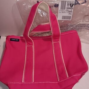 NWT Lands' End small, hot pink tote, zip top tote